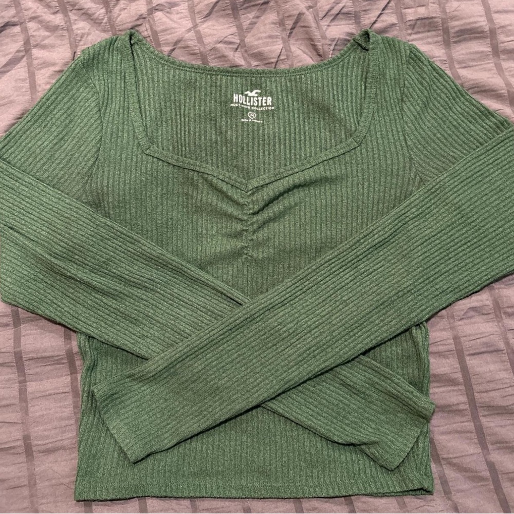 Hollister Olive Ribbed Knit Top